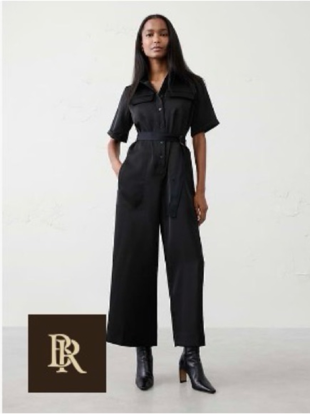 Banana Republic Black Belted Utility Jumpsuit